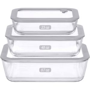 4-Pack Microwavable Glass Food Storage Containers with Lids for Kitchen <b>Camping</b> Use Dishwasher Safe Eco-Friendly Printed Design - Product Image 1