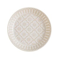 Assiette en céramique élégante à motifs floraux en relief pour servir gâteaux et desserts, thé de l'après-midi, repas au café et décoration de fête de mariage