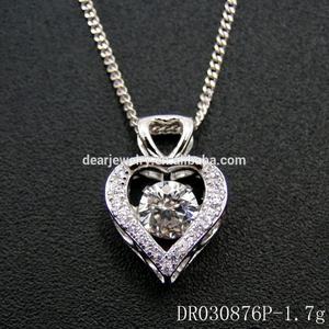 Hot Sale Dancing Diamond CZ Single <b>Heart</b> <b>Shape</b> Pendant Cubic Zirconia Pendant Silver 925 Pendant - Product Image 4