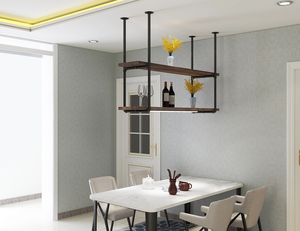 Supports d'<span class=keywords><strong>étagère</strong></span> en métal en forme de U, fixation au <span class=keywords><strong>plafond</strong></span>, support de suspension en tuyau de fer noir pour <span class=keywords><strong>cuisine</strong></span> - Product Image 5