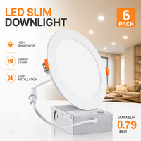 Paquete de 6 Lámparas de Techo Empotradas LED de Aluminio Modernas, Delgadas, con Cambio de Color 5CCT, IP44, para Interiores, Hogar, Oficina, Hotel