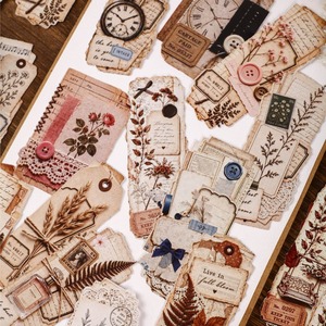 16 autocollants par paquet, série vintage laminée, matériaux décoratifs faits à la main, style rétro, pour bricolage - Product Image 1