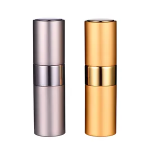 10ml 15ml 20ml gold color rotation type aluminium perfume spray bottles double wall fine mist atomizers