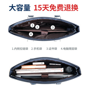 Sac à bandoulière pour ordinateur portable/sac à documents en tissu Oxford pour homme, design simple, imperméable - Product Image 3