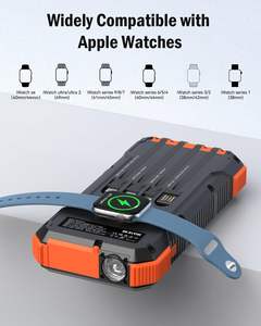 Banco de Energía <span class=keywords><strong>Solar</strong></span> de 20000 mAh con 4 Cables Integrados, Carga Rápida de 20 W, <span class=keywords><strong>Cargador</strong></span> Inalámbrico, Linterna Súper Brillante, Termómetro para Exteriores - Product Image 6