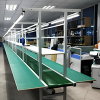 Poste de travail de ligne d'assemblage semi-automatique CST, convoyeur à bande contrôlé par PLC, vitesse réglable (1-60 m/min), capacité personnalisable