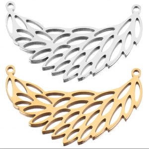 Yiwu Aceon acier inoxydable filigrane découpé au Laser creux découpé incurvé bricolage deux trous ange aile connecteur charme - Product Image 1