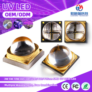 Luz LED UV de Alta Potencia 3W <span class=keywords><strong>5W</strong></span> 10W con Lente de Cuarzo, Chip 3535 6565 6868 SMD 365nm 385nm 395nm 405nm 415nm para Curado e Impresión - Product Image 1