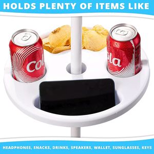 Accessoires de parapluie de plage rond blanc plateau de Table de porte-gobelet de parapluie de plage de haute qualité pour piscine extérieure - Product Image 5