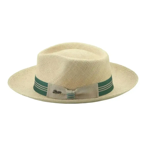 Sombrero Panamá Unisex de Paja Toquilla con Ala Ancha y Banda a Rayas, Sombrero de Sol para Playa, Fedora de Verano para Adultos - Product Image 2