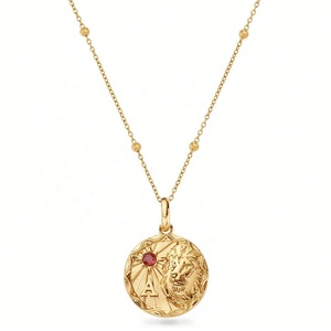 Collier Pendentif Zodiaque Personnalisé de Haute Qualité, Plaqué Or, avec Pierre de Naissance, en Laiton, Bijoux Tendance pour Femme - Product Image 1