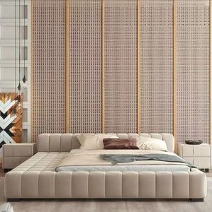 Минималистская кровать из ткани татами в скандинавском стиле, напольная низкая кровать, современная деревянная платформа для спальни - Product Image 2