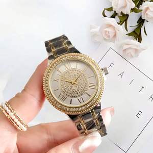Nouvelle montre pour femme bicolore or rose, avec lunette entièrement sertie de strass, cadran à chiffres romains, bracelet en métal, montres de luxe brillantes pour femmes - Product Image 4