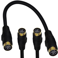 Câble coaxial mini DIN 4 broches plaqué or, femelle-femelle, paire torsadée, gaine PVC, vidéo, audio, S-Vidéo, alimentation pour moniteur et haut-parleur