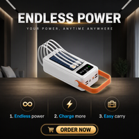 Chargeur Solaire Extérieur en Gros, Batterie Externe 40000/50000/80000mAh Grande Capacité avec Câbles Intégrés, Station d'Énergie d'Urgence LED