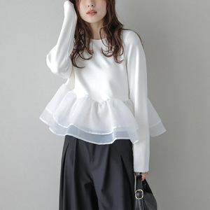 T-<span class=keywords><strong>shirt</strong></span> fin en maille <span class=keywords><strong>de</strong></span> <span class=keywords><strong>gaze</strong></span> à volants <span class=keywords><strong>de</strong></span> style japonais, nouvelle collection automne-hiver pour femmes, style japonais, deux pièces factices, ample, transfrontalier, Lotte - Product Image 4