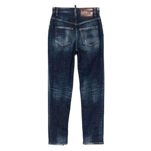 غسول نسائي متوسط الخصر ثنائي التمدد باللون الأزرق الداكن شعار مخصص مناسب للضيق جيد التهوية وصديقا للصيف جينز غير رسمي مثير - Product Image 2