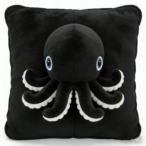 Customized Octopus plush pillow, Square octopus cushion, Black octopus <b>throw</b> pillow, Marine animal plush - Product Image 3