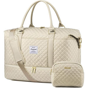 Free Sample Canvas Women's Travel <b>Bags</b> Sports Gym Fitness <b>Bag</b> Weekend Trip <b>Overnight</b> Duffel <b>Bag</b> with Shoes Compartment - Product Image 6