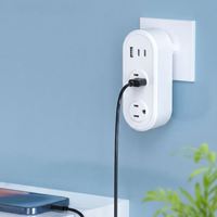Multiprise murale américaine en gros pour usine, adaptateur chargeur double prise CA, 5 ports USB-A et USB-C, 10A max, chargeur rapide USB PD