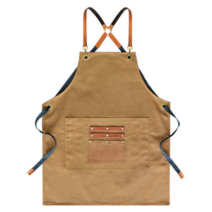 Grembiule senza maniche in tela spessa per parrucchiera da caffè, insegnante di tintura a caldo, insegnante di arte floreale, negozio di tè al latte, Logorestaurant femminile - Product Image 6