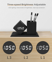Termómetro Digital de Madera con Portalápices, Reloj Despertador, para Regalo y Promoción, al Precio Más Bajo
