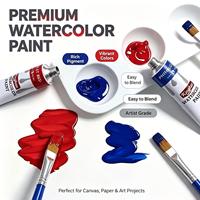 Kinghan - Kit de peinture aquarelle 12 ml, 12 couleurs, tubes en aluminium, mélange et diffusion faciles, fournitures artistiques pour artistes et débutants, à partir de 3 ans
