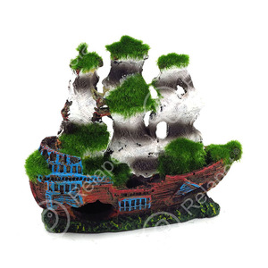 Décoration d'<span class=keywords><strong>aquarium</strong></span> vintage en forme de navire coulé, petit ornement de ruine de bateau pour <span class=keywords><strong>aquarium</strong></span>, cachette en résine pour Betta et petits poissons - Product Image 2