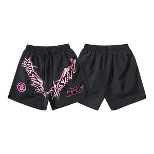 水洗做旧休闲短裤 2024 夏季街头风格抽绳印花五分裤 - Product Image 6