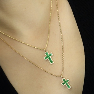 จี้เพชรพลอยรูปกางเขนทองคำแท้ 18K ประดับมรกตจาก Xinfly Universal Buckle Fine Jewelry Gifts - Product Image 5