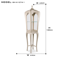Vitrine fine de style moderne du XVIIe siècle, en acajou artisanal, avec verre transparent et bouton doré, pour salon, meuble de rangement
