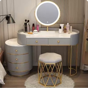 Table de toilette moderne <span class=keywords><strong>avec</strong></span> grand miroir et tiroirs spacieux pour la décoration de chambre à coucher - Product Image 2