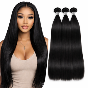 Mechones de Cabello Liso con Trama a Máquina, Color Negro Natural, para la Elaboración de Pelucas - Product Image 4