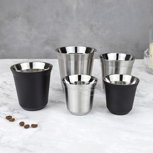 Bicchieri da Vino in Acciaio Inox Personalizzati all'Ingrosso 80ml/160ml/240ml, Tazze Isolate <span class=keywords><strong>a</strong></span> <span class=keywords><strong>Doppia</strong></span> <span class=keywords><strong>Parete</strong></span> Anti-Scottatura per <span class=keywords><strong>Espresso</strong></span> e Caffè - Product Image 1