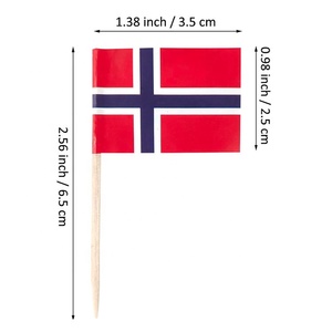 Palillos de Dientes con la Bandera de Noruega, Mini Decoración de Papel para Cupcakes Impresa Personalizada para Fiestas y Cócteles, Pequeños Palillos de Dientes Noruegos - Product Image 3