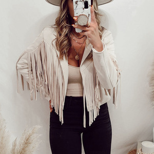 <strong>King</strong> Mcgreen Star Fringe Faux Suede Jacket Motorcycle Lapel Handsome Jacket Fall Ladies Solid Fringed Short <strong>Coat</strong> Women Jackets - Product Image 5