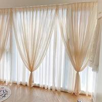 Rideau Romantique Français de Luxe en Voile Ignifuge Isolant 100% Polyester à Passe-Tringle pour Salon et Chambre à Coucher