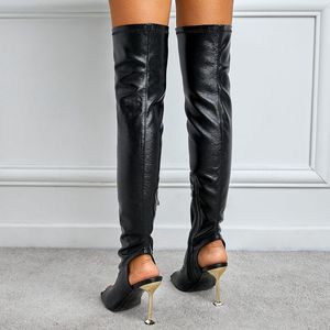 New Fashion Peep Toe Long Casual Over Knee Thigh High Heel Over Knee 2025 White Long Boots - Product Image 6