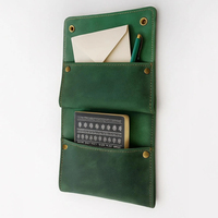 Organisateur mural amovible en cuir vieilli fait main, rétro, à 2 poches - Rangement modulaire pour outils, couleur personnalisable