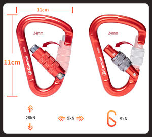 Camnal CE 25KN Mousqueton robuste à triple verrouillage Type <span class=keywords><strong>D</strong></span> Personnalisation Couleur Aviation Aluminium 7075 Clip à mousqueton <span class=keywords><strong>d</strong></span>'escalade - Product Image 4