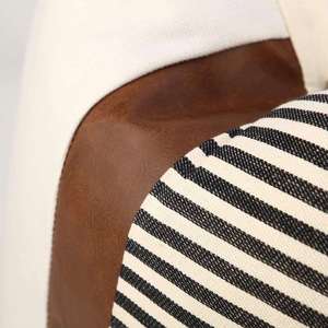 Modern Tan Accent Farmhouse Decor Stripe <b>Patchwork</b> Faux Leather Linen <b>Throw</b> Pillow Covers - Product Image 6