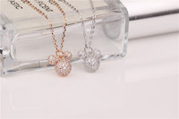Collier Mickey simple pour fille, polyvalent, adorable, entièrement serti de diamants, souris en argent sterling S925, chaîne de clavicule
