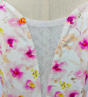 Nouvelles arrivées 2026 : Robe de danse rose à col en V, motif floral estival, pour ballet