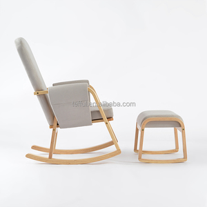 Fauteuil à bascule simple pour chambre d'enfant, en tissu gris, économique, avec repose-pieds, idéal pour l'allaitement. - Product Image 4