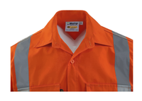 Chemise de travail à manches longues haute visibilité orange réfléchissante pour la construction, la circulation routière et les travaux industriels