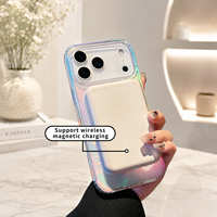 Bunter Farbverlauf Aurora Laser Feder Magnetisch Galvanisiert Stoßfest Luftpolster Ins-Style Handyhülle für 17 Pro