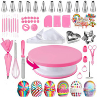 Backzubehör-Set mit Tortendrehteller, Spritztüllen, Spritzbeuteln, Spatel und Zuckerguss-Utensilien für Anfänger