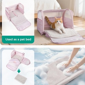 <b>Cat</b> bag soft-faced <b>cat</b> outing pet bag small and medium-sized <b>cat</b> dog quilting foldable fluffy handbag messenger dog bag - Product Image 4
