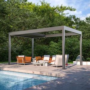 Gazebo en alliage <span class=keywords><strong>d</strong></span>'<span class=keywords><strong>aluminium</strong></span> avec toit à persiennes réglables pour terrasse extérieure, <span class=keywords><strong>jardin</strong></span>, patio, 12x12 pieds - Product Image 2