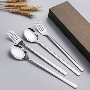 Thép không gỉ Tay cầm dài Hàn Quốc Canh Cháo Cơm Thìa Bộ đồ ăn Đũa Hộp quà tặng Kim loại bền Đồ dùng - Product Image 3